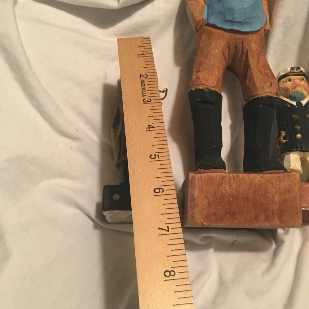 2 Hand Carved Painted Sailor Captains Vintage 1 Ceramic Sachet Holder(rare)